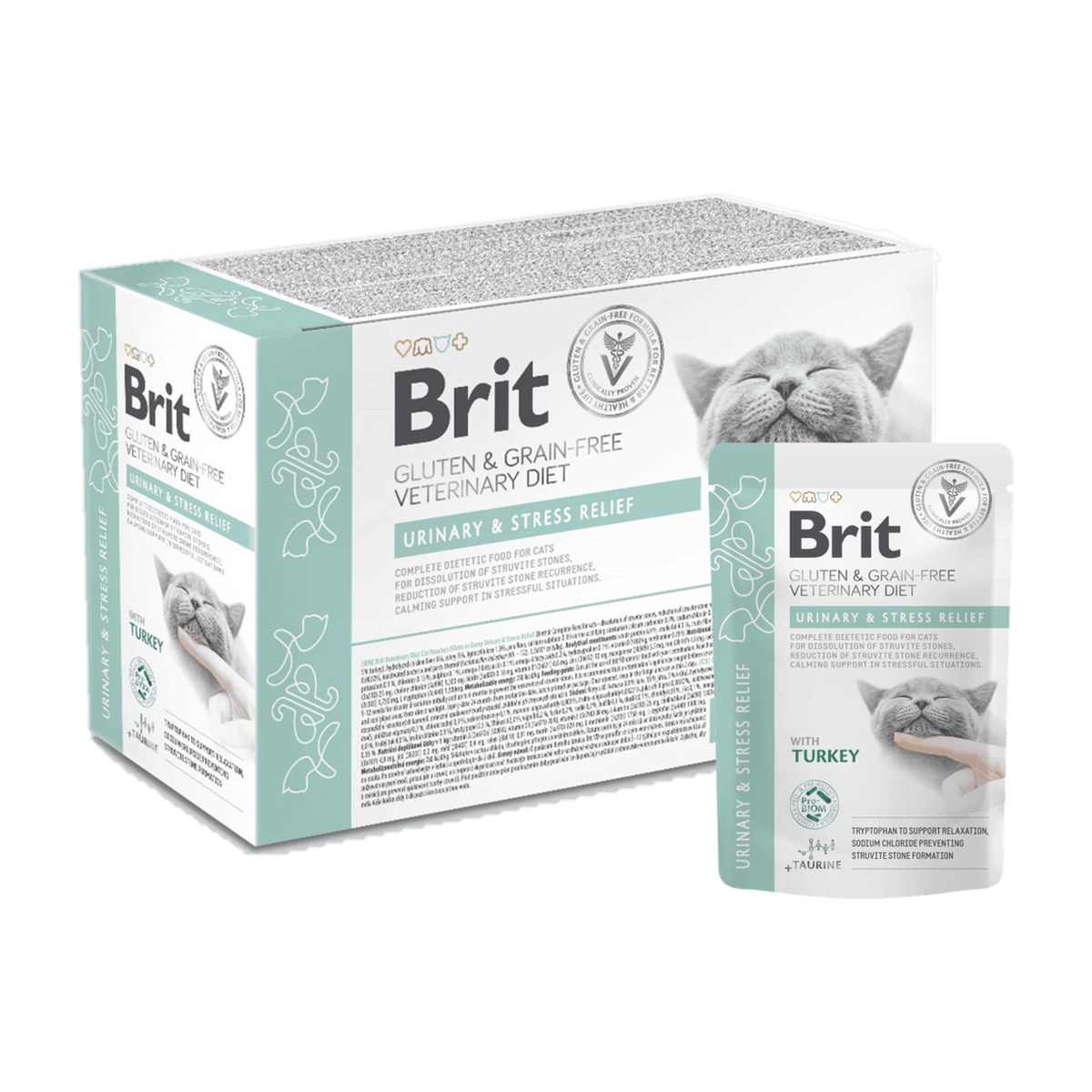 Brit Veterinary Diet Grain Free Urinary & Stress Relief sobres para gatos
