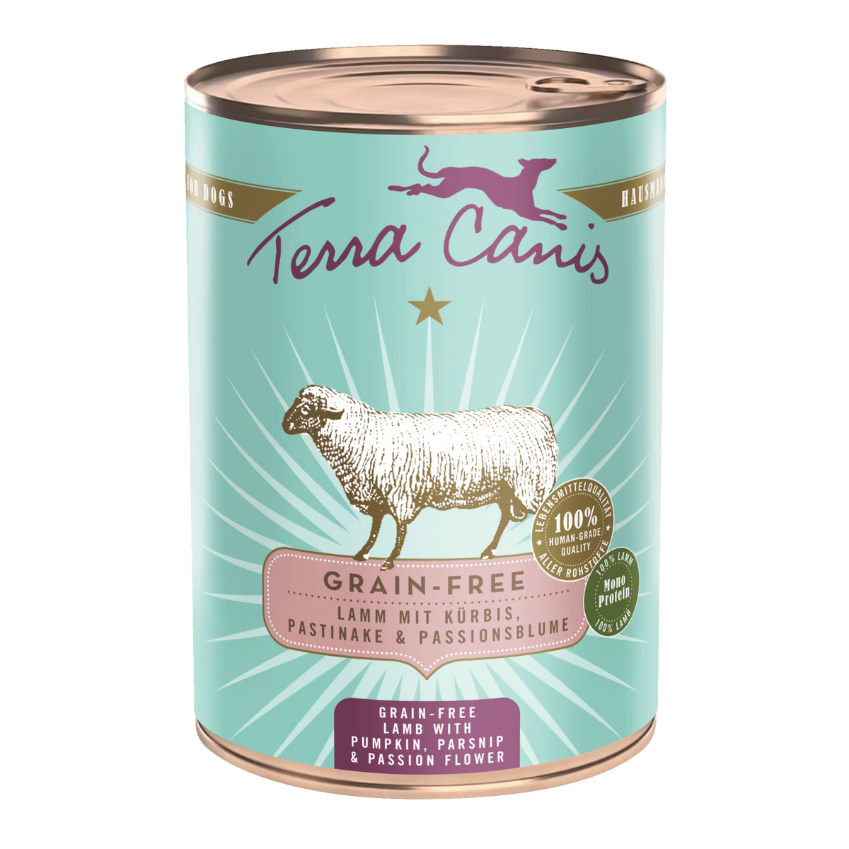 Terra Canis GRAIN-FREE Cordero con calabaza, chirivía y flor de la pasión