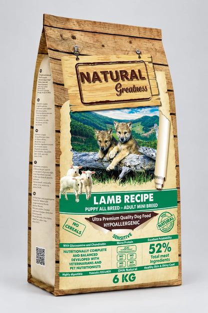 Natural Greatness – Puppy y Adult Mini Sabor Cordero