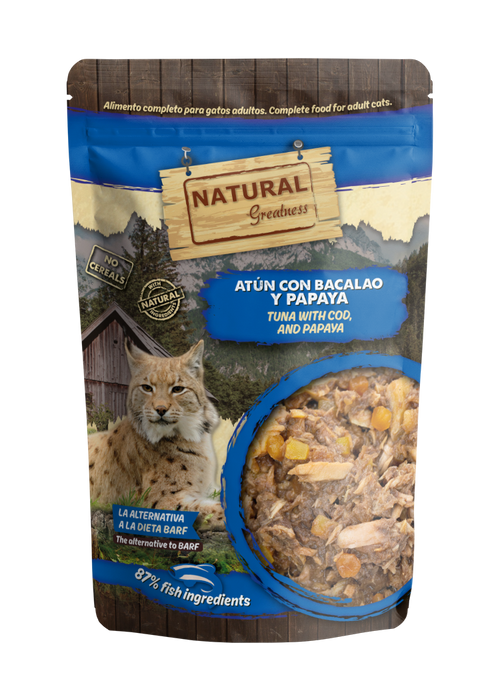 Natural Greatness Pouch Supreme Atún con bacalao y papaya 70 g
