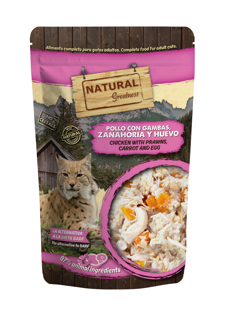 Natural Greatness Pouch Supreme Pollo con gambas, zanahoria y huevo 70 g