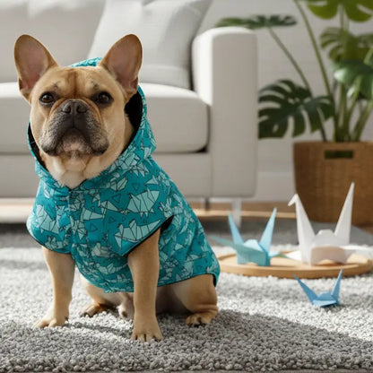 Chubasquera Impermeable Origami Print Blue