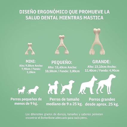 BetterBone Soft sabor Ternera en dureza Medium y disponible en tallas Mini, Medium y Large.