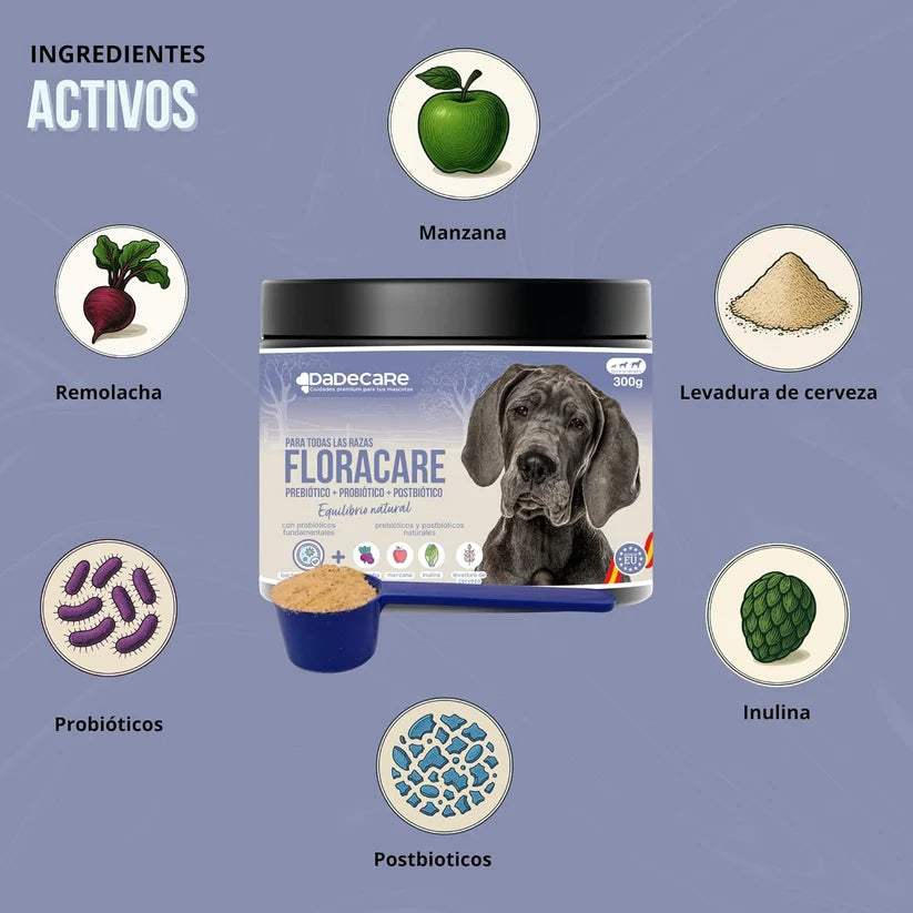 Floracare - Probioticos Perros en Polvo 300g