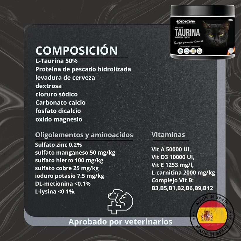 Taurina 300g para Gatos (Sabor Pescado) | Corazón, Visión e Inmunidad — DadeCare
