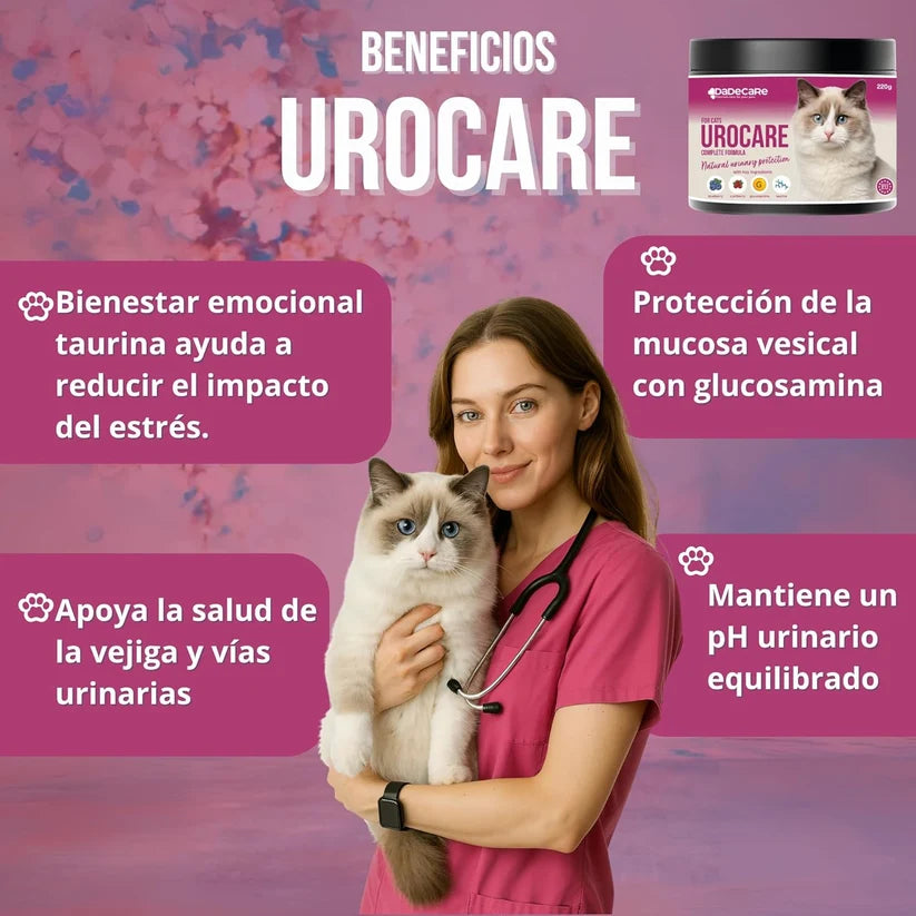 Urocare 220g Suplemento Urinario Gatos | Arándanos y Glucosamina — DadeCare