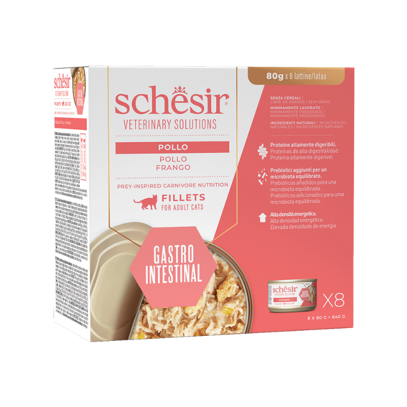 Schesir CAT VET GASTROINTESTINAL Filetes Caldo 8 x 80gr