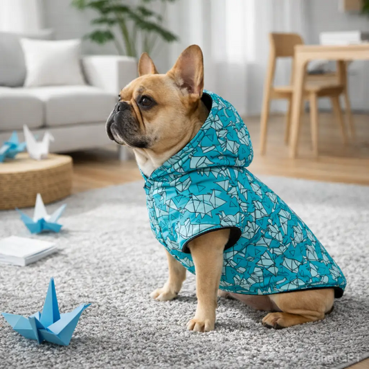 Chubasquera Impermeable Origami Print Blue