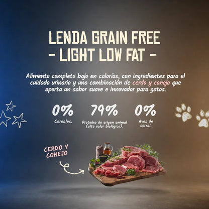Lenda Grain Free Gato Light Low Fat - Cerdo y Conejo