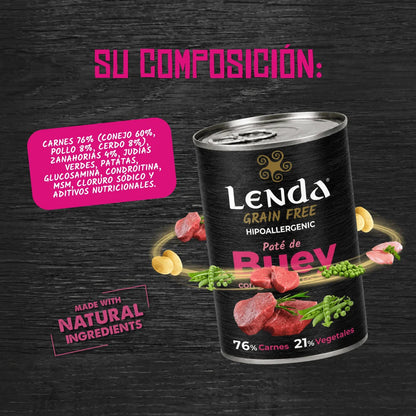 Lenda Wet Buey con Guisantes | Comida Húmeda Natural