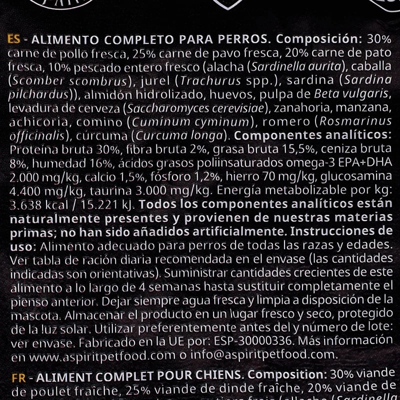 Alpha Spirit Pienso para perros Free Range Poultry con Aves de corral