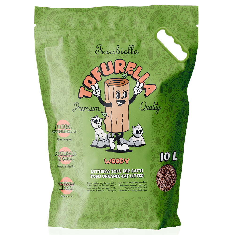 Arena aglomerante ecológica Tofurella Woody para gatos