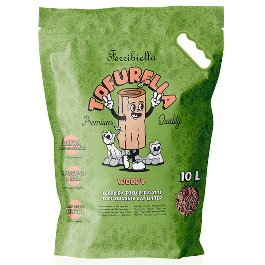 Arena aglomerante ecológica Tofurella Woody para gatos