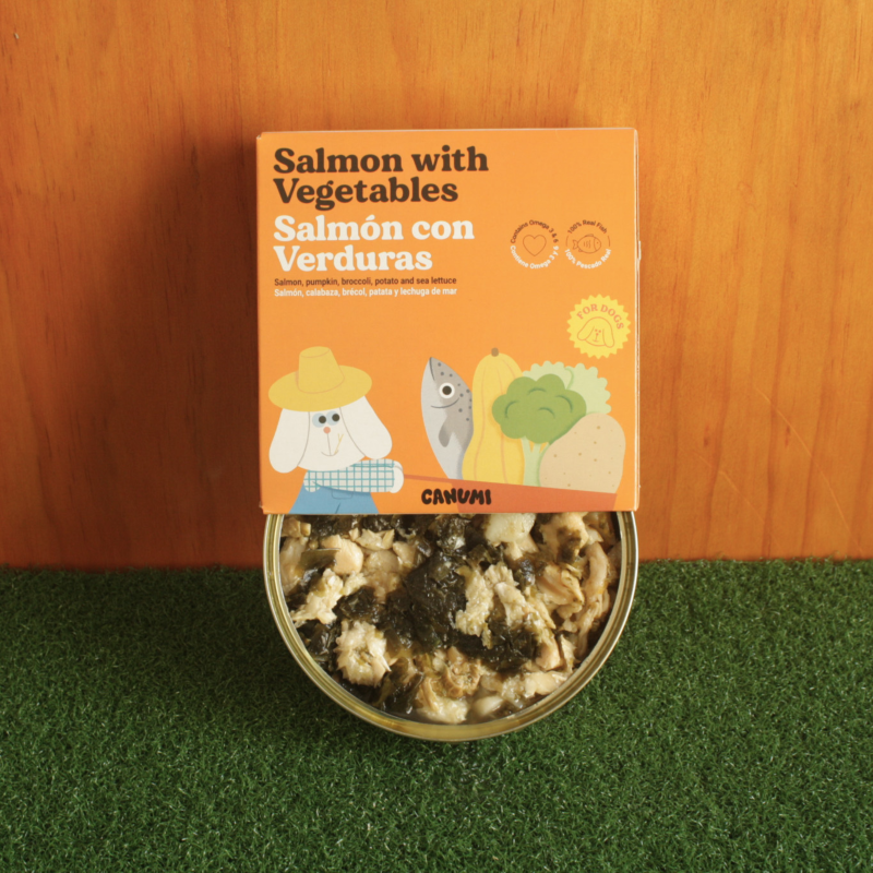 Lata de Canumi Salmón con verduras y algas para perros