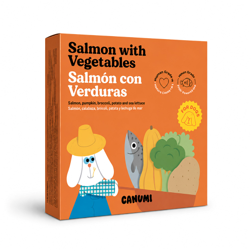 Canumi Salmón con verduras y algas para perros, 250 g