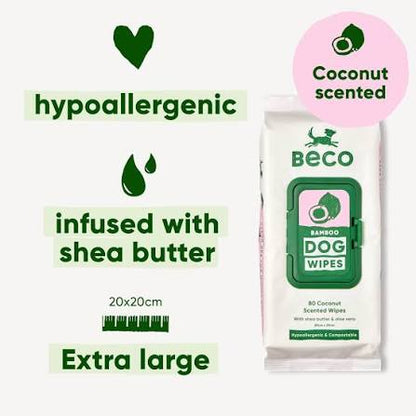 Toallitas de Bambú para Perros y Gatos Beco Pets| Biodegradables e Hipoalergénicas