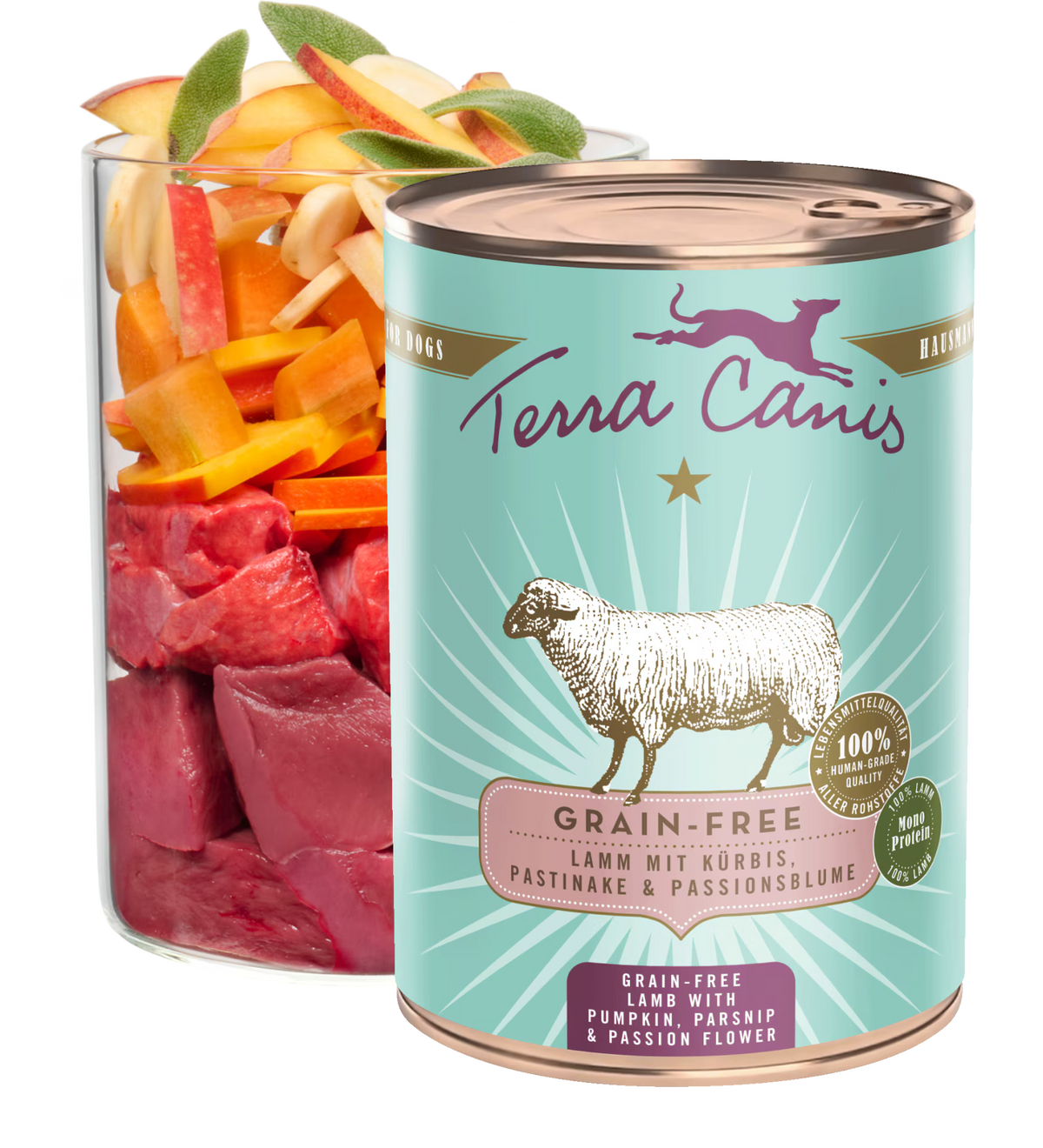 Terra Canis GRAIN-FREE Cordero con calabaza, chirivía y flor de la pasión