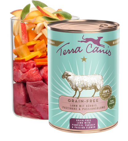 Terra Canis GRAIN-FREE Cordero con calabaza, chirivía y flor de la pasión