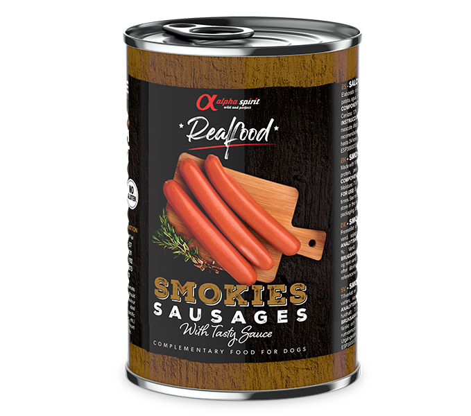 Alpha Spirit Salchichas Frankfurt en lata para perros 400 g