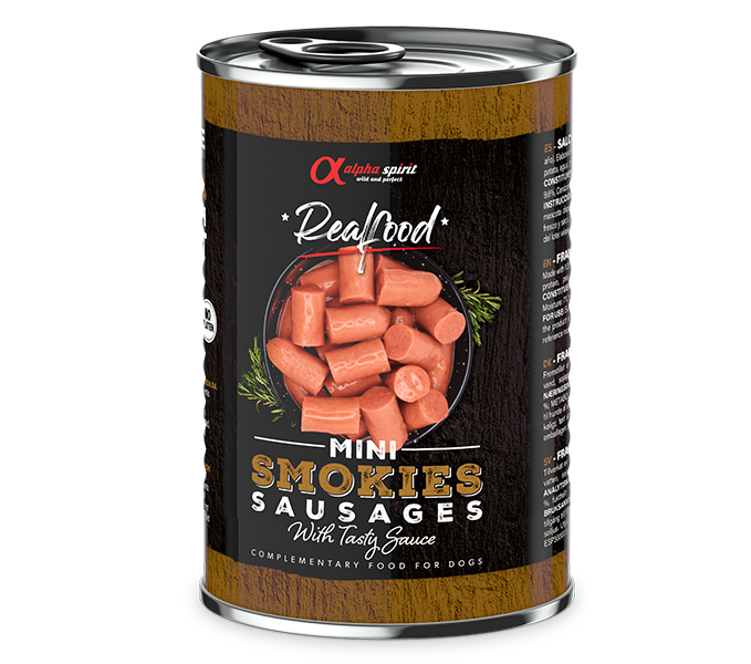 Alpha Spirit Salchichas Frankfurt en lata para perros 400 g
