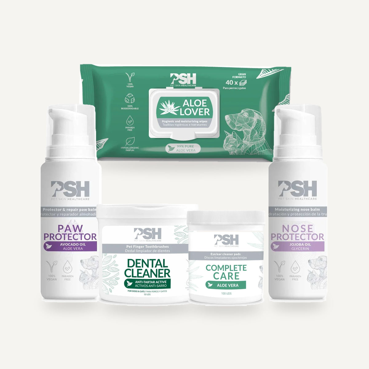 Pack Básicos PSH – Kit de cuidado para perros y gatos (5 productos)