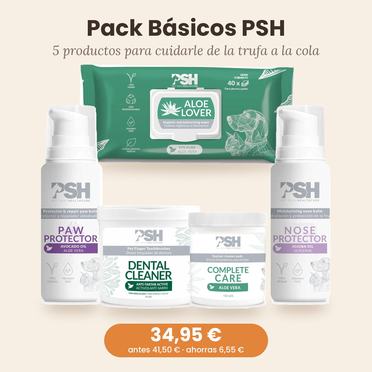 Pack Básicos PSH – Kit de cuidado para perros y gatos (5 productos)