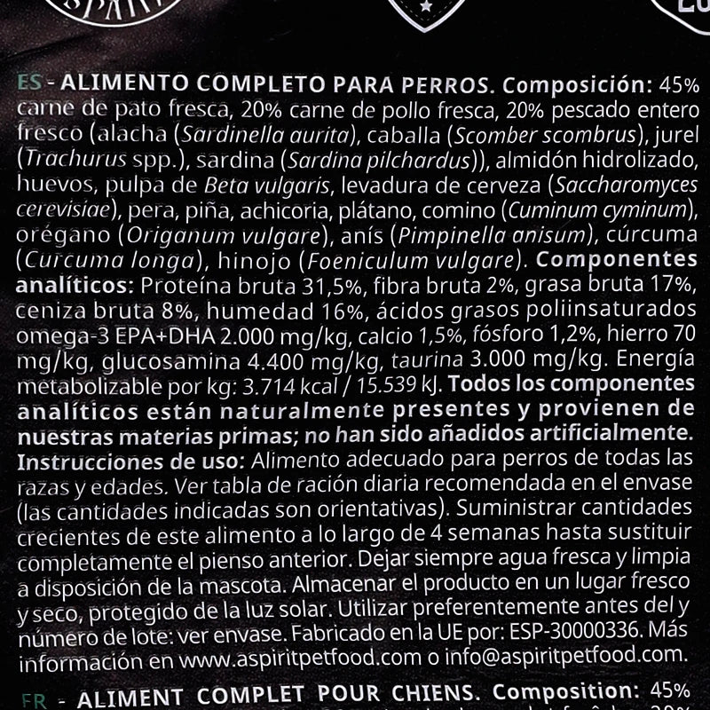 Alpha Spirit The Only One Free Range Duck pienso para perros
