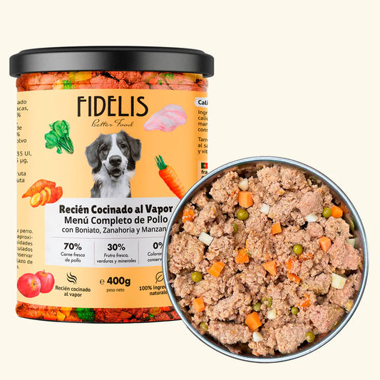 Tarro Fidelis 400 g - Pollo con Boniato, Zanahoria y Manzana
