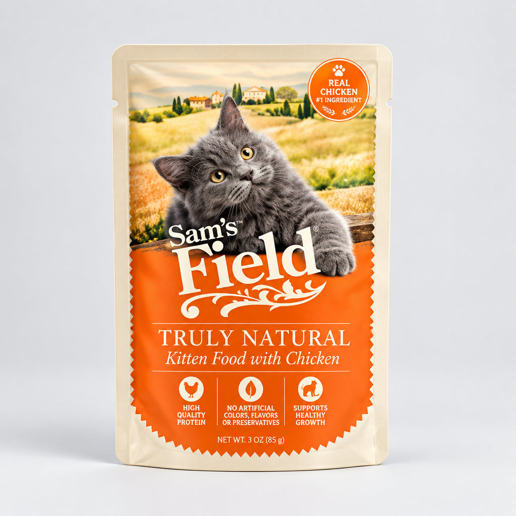 Comida Húmeda para Gatos Sam's Field Pouch - Filetes de Pollo con Calabaza (85g)