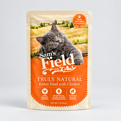 Comida Húmeda para Gatos Sam's Field Pouch - Filetes de Pollo con Calabaza (85g)