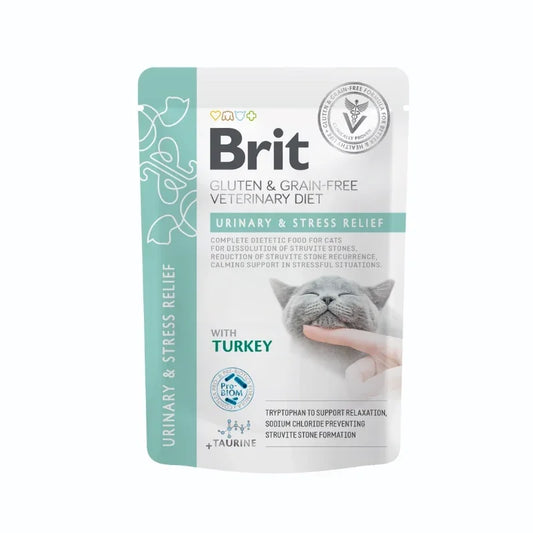 Brit Veterinary Diet Grain Free Urinary & Stress Relief 12 Sobres en Salsa para Gatos