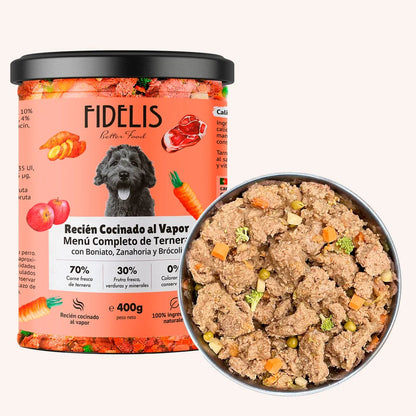 Tarro Fidelis 400 g - Ternera con boniato, manzana y brócoli